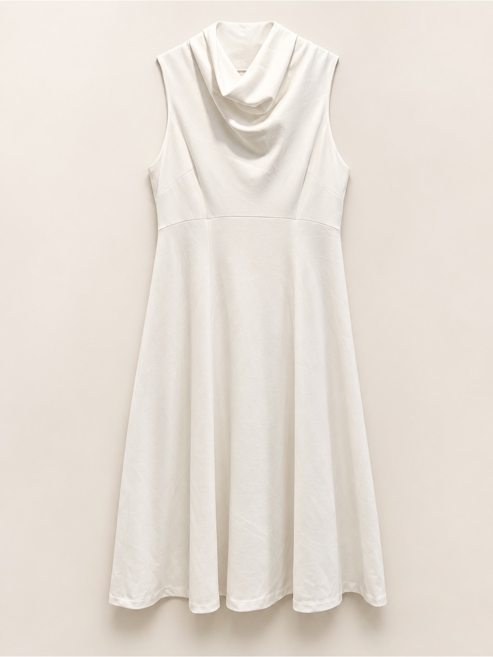 Sleeveless Cowl Neck Donna Karan A-Line Dress in Ivory